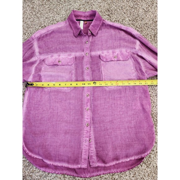 PILCRO By Anthropologie Joelle Relaxed Mulberry Purple Button Down Blouse Size S - Picture 7 of 8